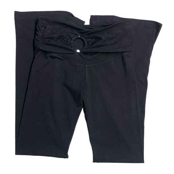 Y2K Women's Black Cotton Yoga Flare Leggings With Waistband Size : Small - Picture 2 of 11